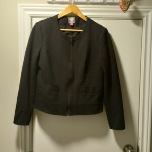 Vince Camuto Black Zip Jacket Size 10 Structured Career Blazer EUC